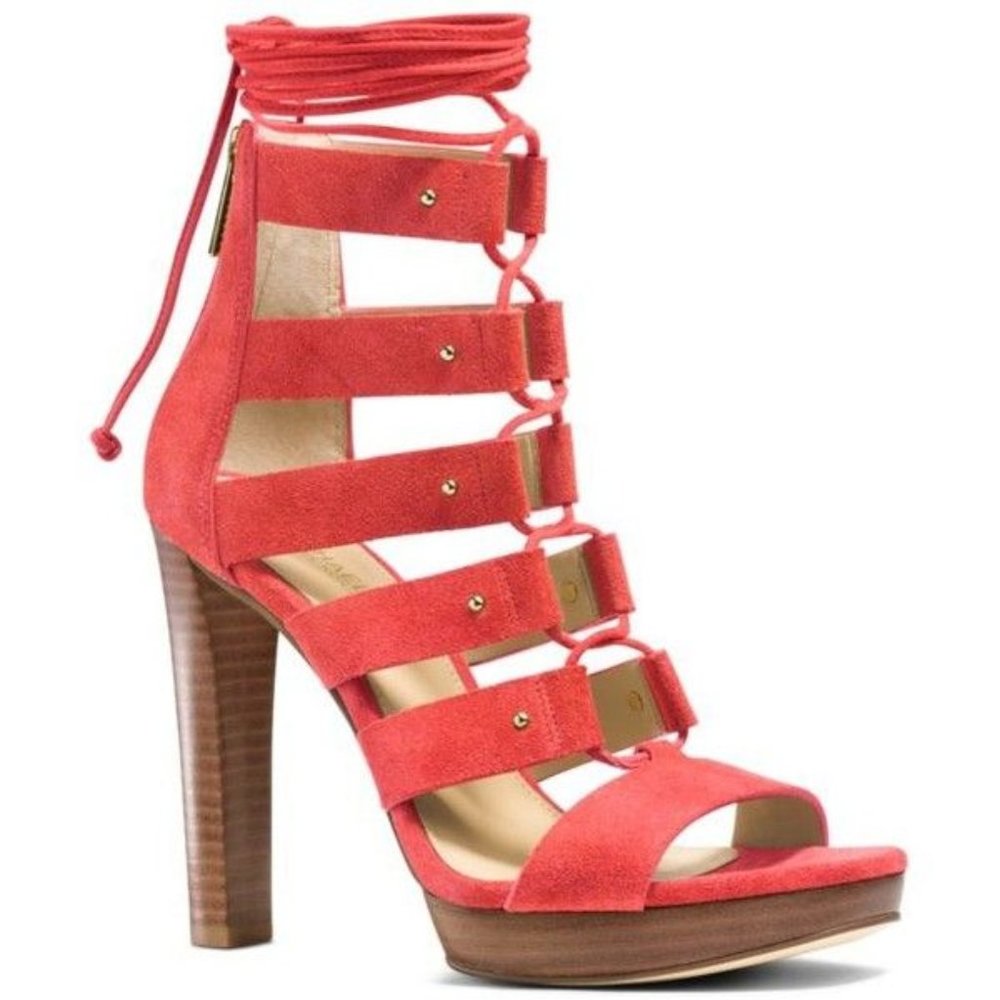 MICHAEL KORS SOFIA PLATFORM SUEDE 6M CORAL